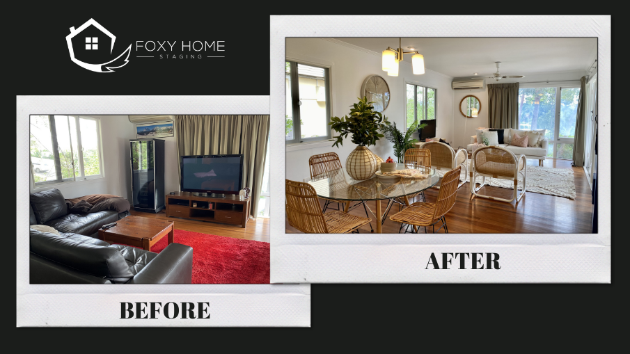 before and after pictures of a property we styled