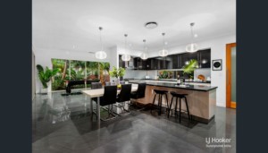 kitchen and dining area, combination of timber and black