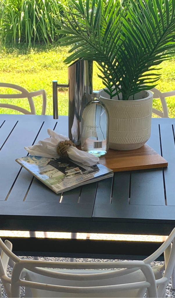 magazine on an outdoor table