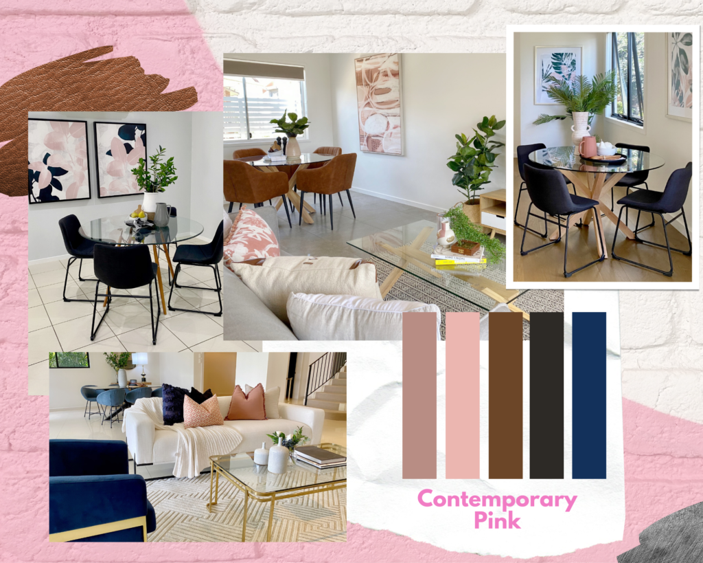 collage of contemporary pink styling elements
