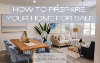 Image of a combined dining and living room. With title: How to Prepare Your Home for Sale.